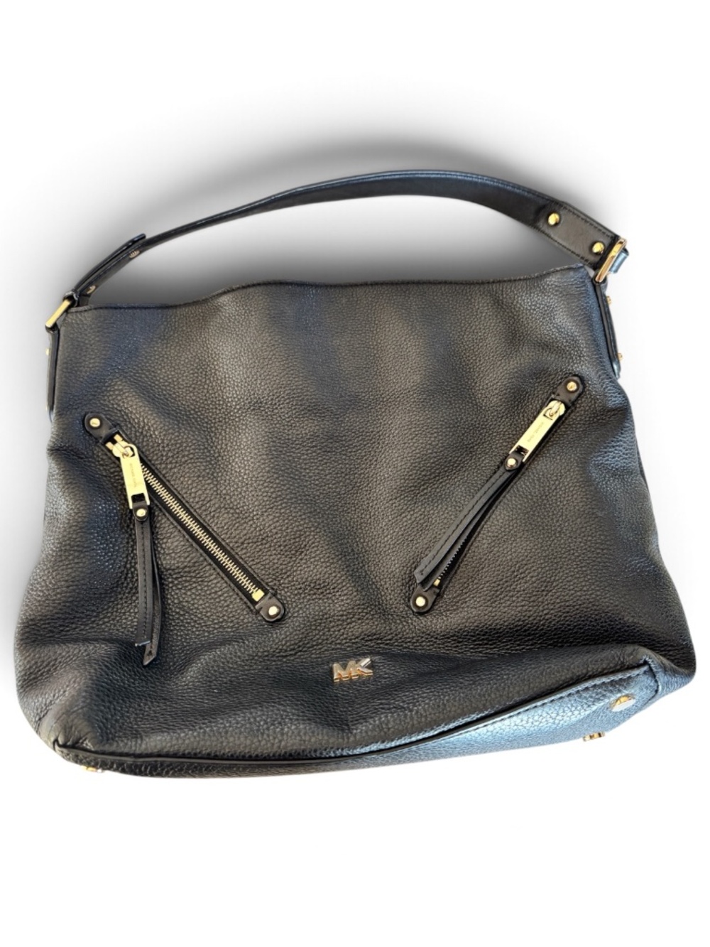 Michael Kors Evie Large Black Pebbled Leather Hobo Bag